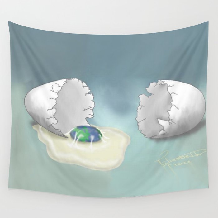 The worlds a yolk Wall Tapestry