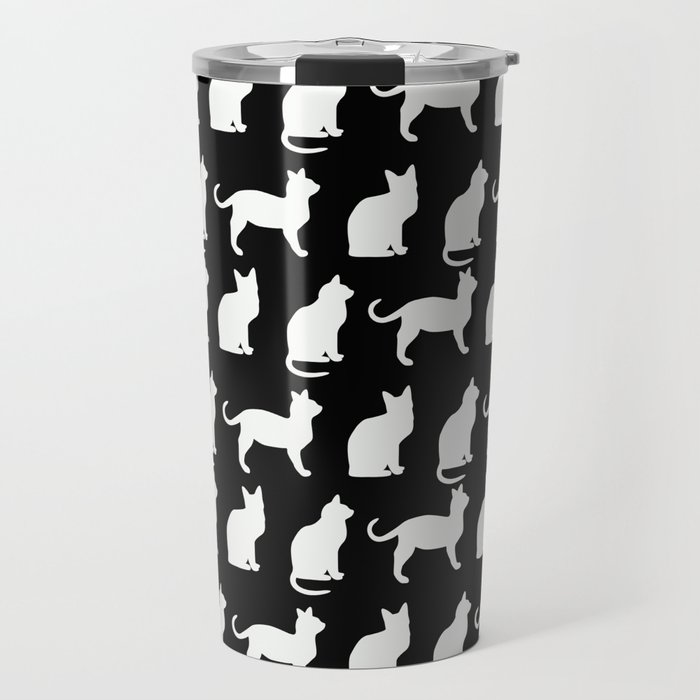 Pretty Pussy Cats On Black Travel Mug