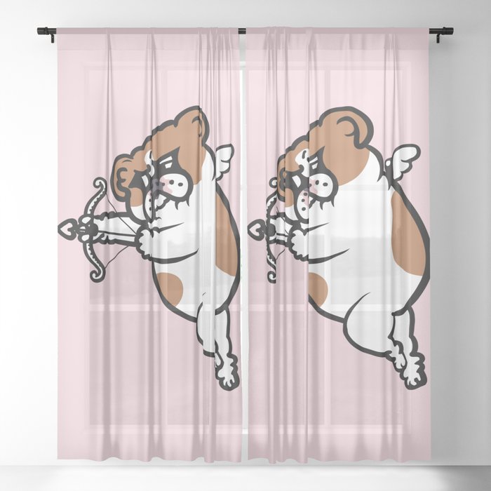 English Bulldog Cupid Sheer Curtain