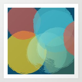 Abstract Geometric Circles Teal Blue Modern Pattern Print Art Print