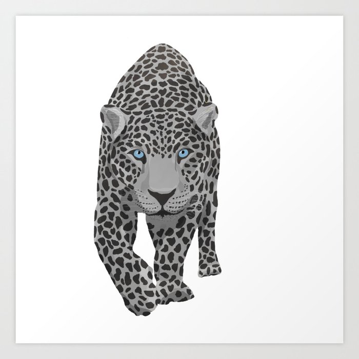  digital painting of a gray leopard Art Print