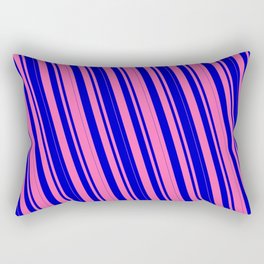 [ Thumbnail: Hot Pink & Blue Colored Lines/Stripes Pattern Rectangular Pillow ]