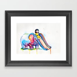 Elephant Slide Framed Art Print