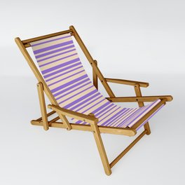 [ Thumbnail: Bisque & Purple Colored Lines/Stripes Pattern Sling Chair ]