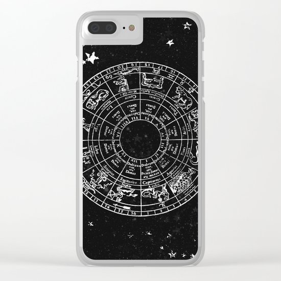 Black and White Vintage Star Map Clear iPhone Case