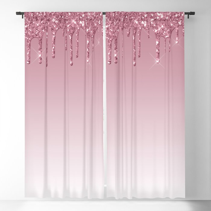 Pink Dripping Glitter Blackout Curtain