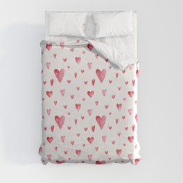 Watercolor print with hearts Duvet Cover