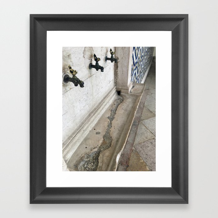 Eroded stone sink with little taps Framed Art Print