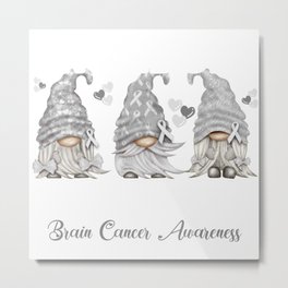 Brain Cancer Hirn Krebs Grau Ribbon Gnome Metal Print