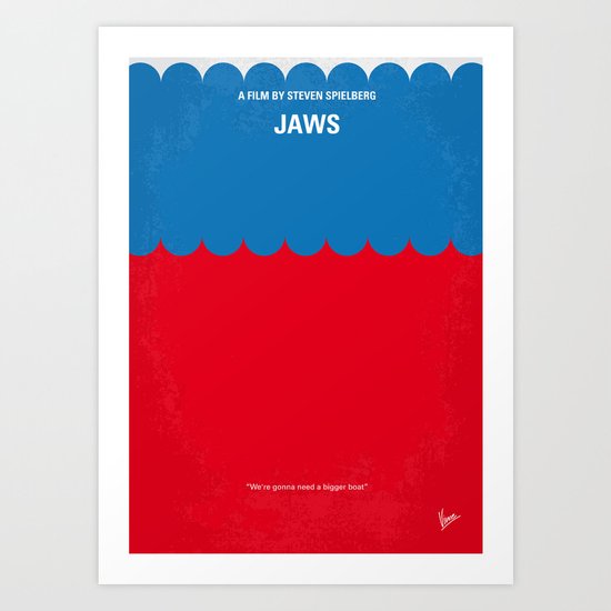 No046 My Jaws minimal movie poster Art Print