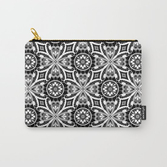 Retro . Lace black and white pattern . White lace on a black background . Carry-All Pouch