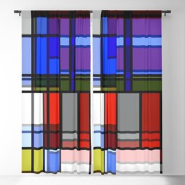 Manic Mondrian Style Retro Color Composition Blackout Curtain