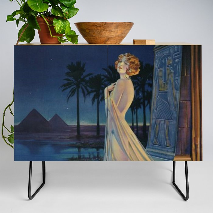 Melody of Ancient Egypt Art Deco romantic female figure by the River Nile painting by Henry Clive Credenza