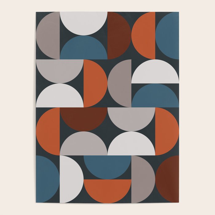 ビンテージ　MODERN GEOMETORIC ART PRINT MCM Original Abstract Geometric Modern Print, Colorful Wall