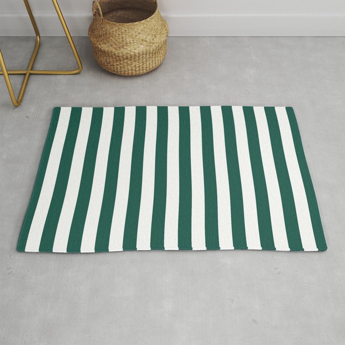 Green And White Stripes Summer Style Rug