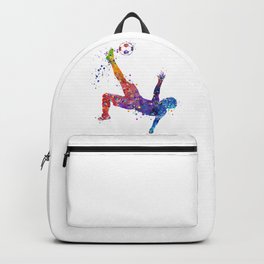Soccer Boy Bicycle Kick Watercolor Silhouette Backpack | Boys, Football Lover, Football Boy, Olympic Games, Sports, Splatter, Splashes, Football Gifts, Soccer Gifts, Boys Gifts 