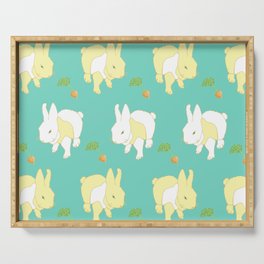 Pattern with Easter Bunny and Carrots Serving Tray