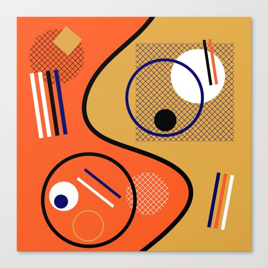 Opposing Sides - Abstract, orange and mustard, geometric, contrasting design Canvas Print