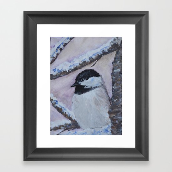 Maine Chickadee Framed Art Print