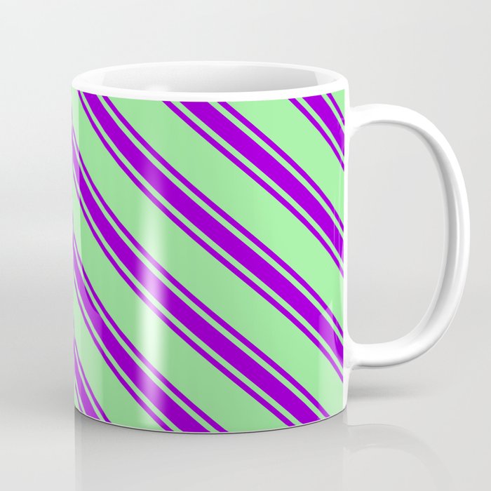 Light Green & Dark Violet Colored Lines/Stripes Pattern Coffee Mug