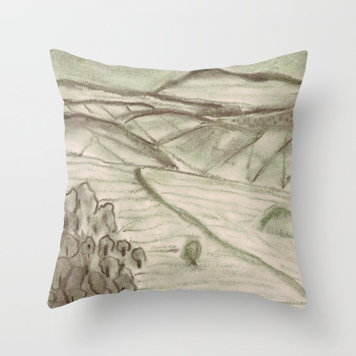 Charcoal Landscape Throw Pillow