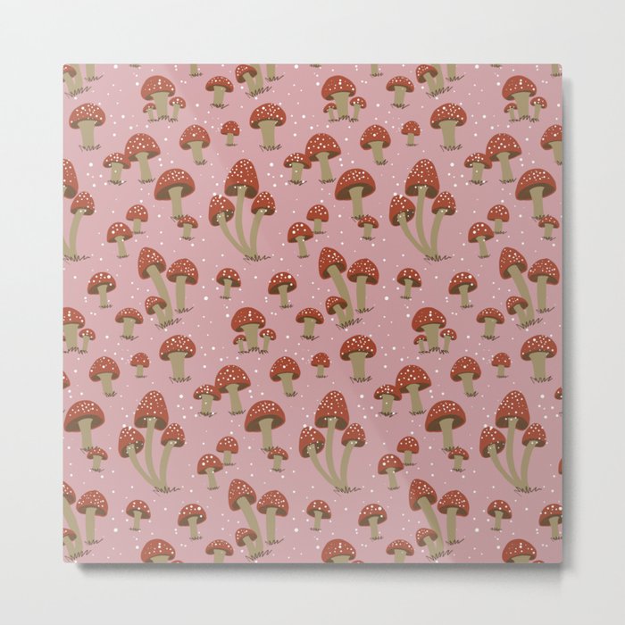 Magic Mushrooms in Pink Metal Print