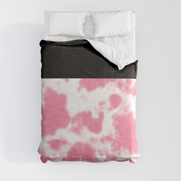 Black & White W/ Pink Tie Dye Comforter