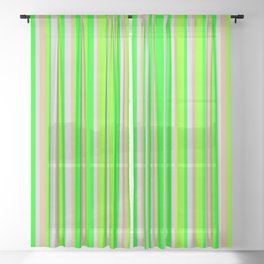 [ Thumbnail: Tan, Chartreuse, Lime & Light Grey Colored Striped/Lined Pattern Sheer Curtain ]