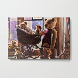 Teddy Bear family in Germany Metal Print | Guesthouse, Inside, Backlit, Kressbronn, Homey, Photo, Stroller, Toys, Family, Teddybear 