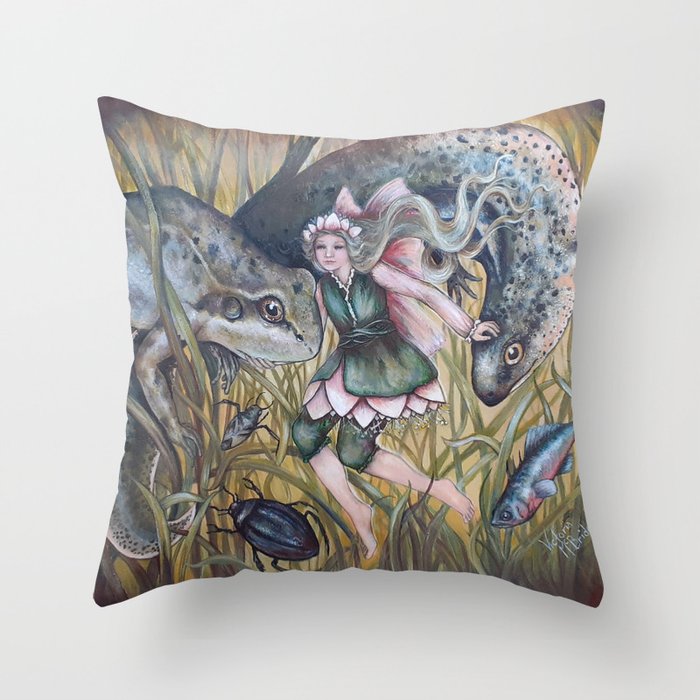 Pond Fairy Throw Pillow