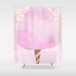Pink & Gold Glitter Cotton Candy Shower Curtain