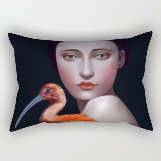 Miss Orange Stork Rectangular Pillow