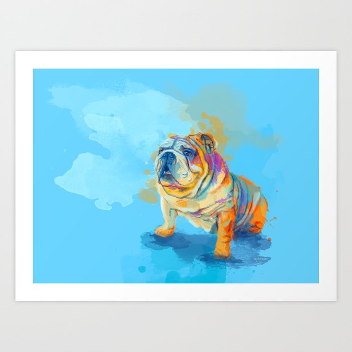 English Bulldog Digital Art Art Print