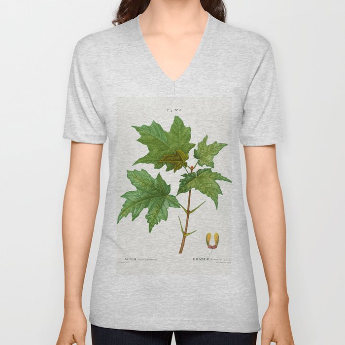 Botanical Maple V Neck T Shirt