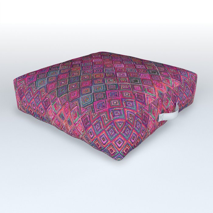 Pink Abstract Geometric Tiles Style Outdoor Floor Cushion