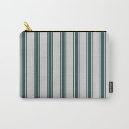 [ Thumbnail: Light Grey and Dark Slate Gray Colored Lines/Stripes Pattern Carry-All Pouch ]
