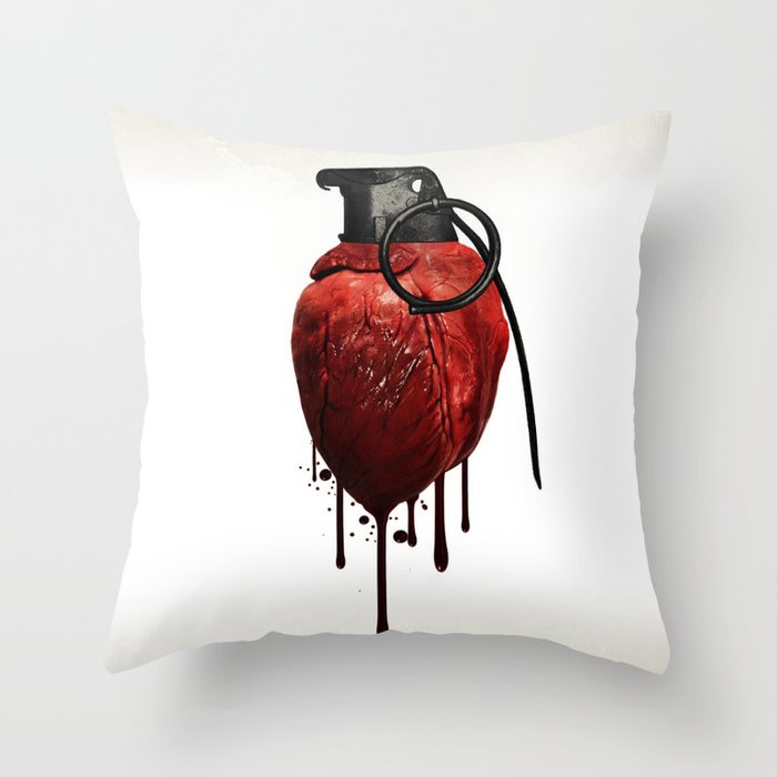 Heart Grenade Throw Pillow