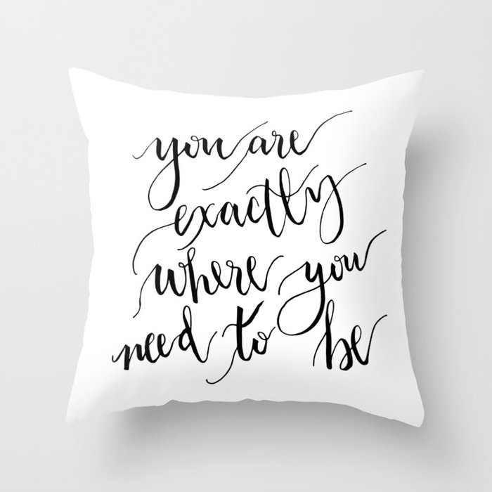 YOU ARE EXACTLY WHERE YOU NEED TO BE Throw Pillow