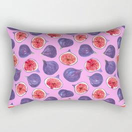 Watercolor figs and fig slices on pink Rectangular Pillow