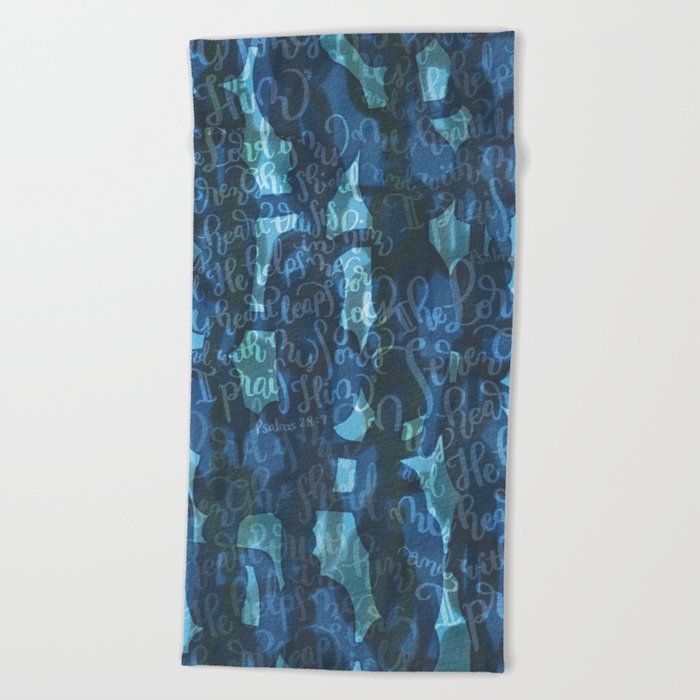 The Lord Is My Strength - Psalms 28:7 - retro abstract pattern Beach Towel