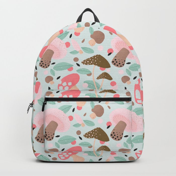 Mint and pink mushrooms Backpack