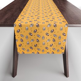 Cozy cupcake pattern design on yellow Table Runner