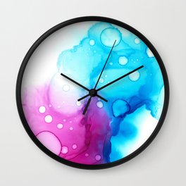 pink and blue smoke abstract background, alkohol ink Wall Clock
