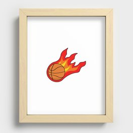 Basketball on fire Recessed Framed Print
