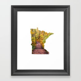 Minnesota Map Forest Path Framed Art Print