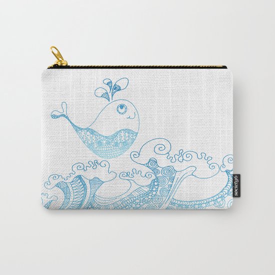 Doodle fish jumping out of the water- Maritime Sea Animal Carry-All Pouch