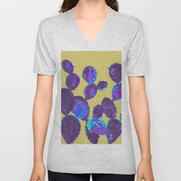 Cactus garden lilac mustard V Neck T Shirt