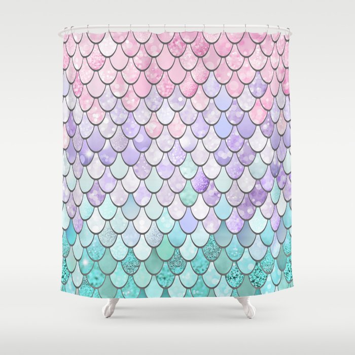Mermaid Pastel Pink Purple Aqua Teal Shower Curtain