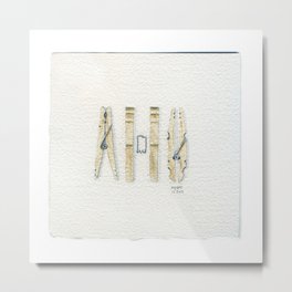 Clothespins - Drawing #1 Metal Print