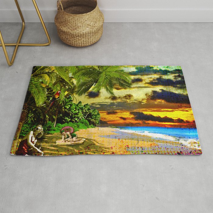 Late afternoon on the beach Rug